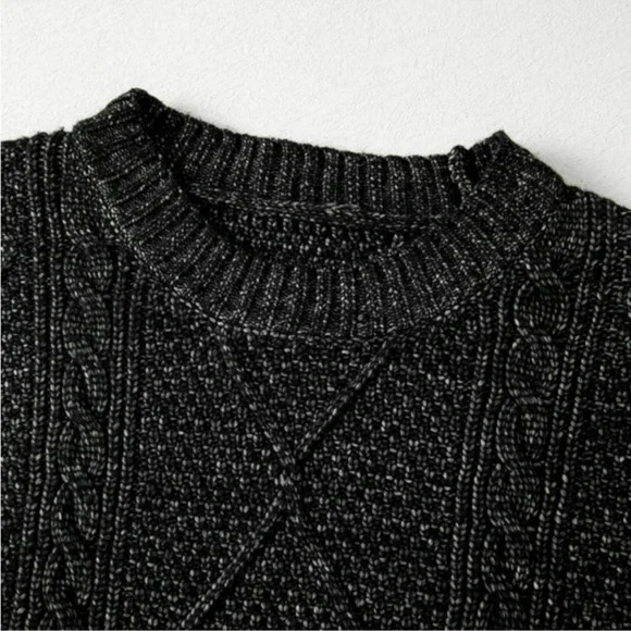 Cozy Black Cable Knit Sweater Dress - Picture 5 of 8